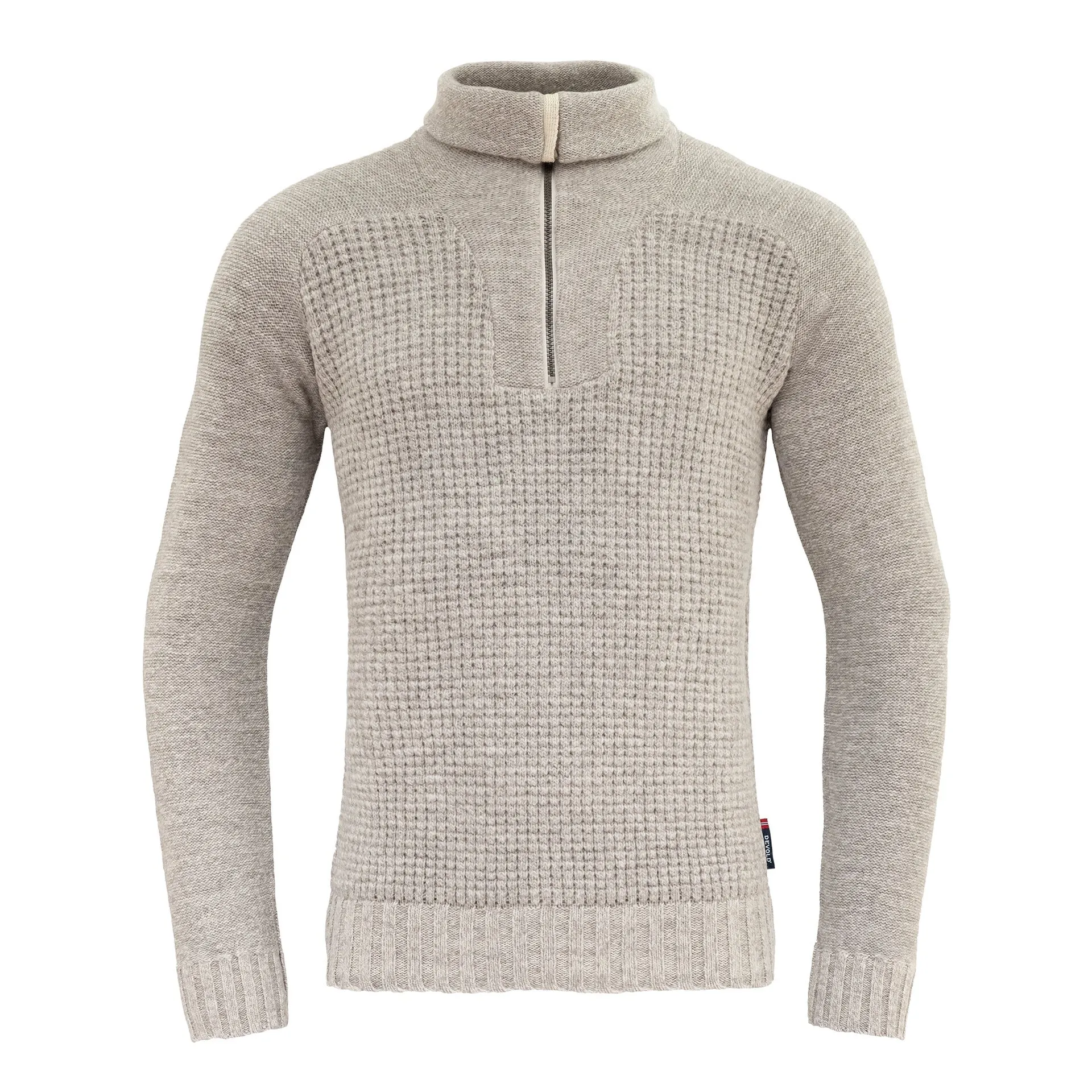 BISPEN WOOL ZIP NECK GREY MELANGE