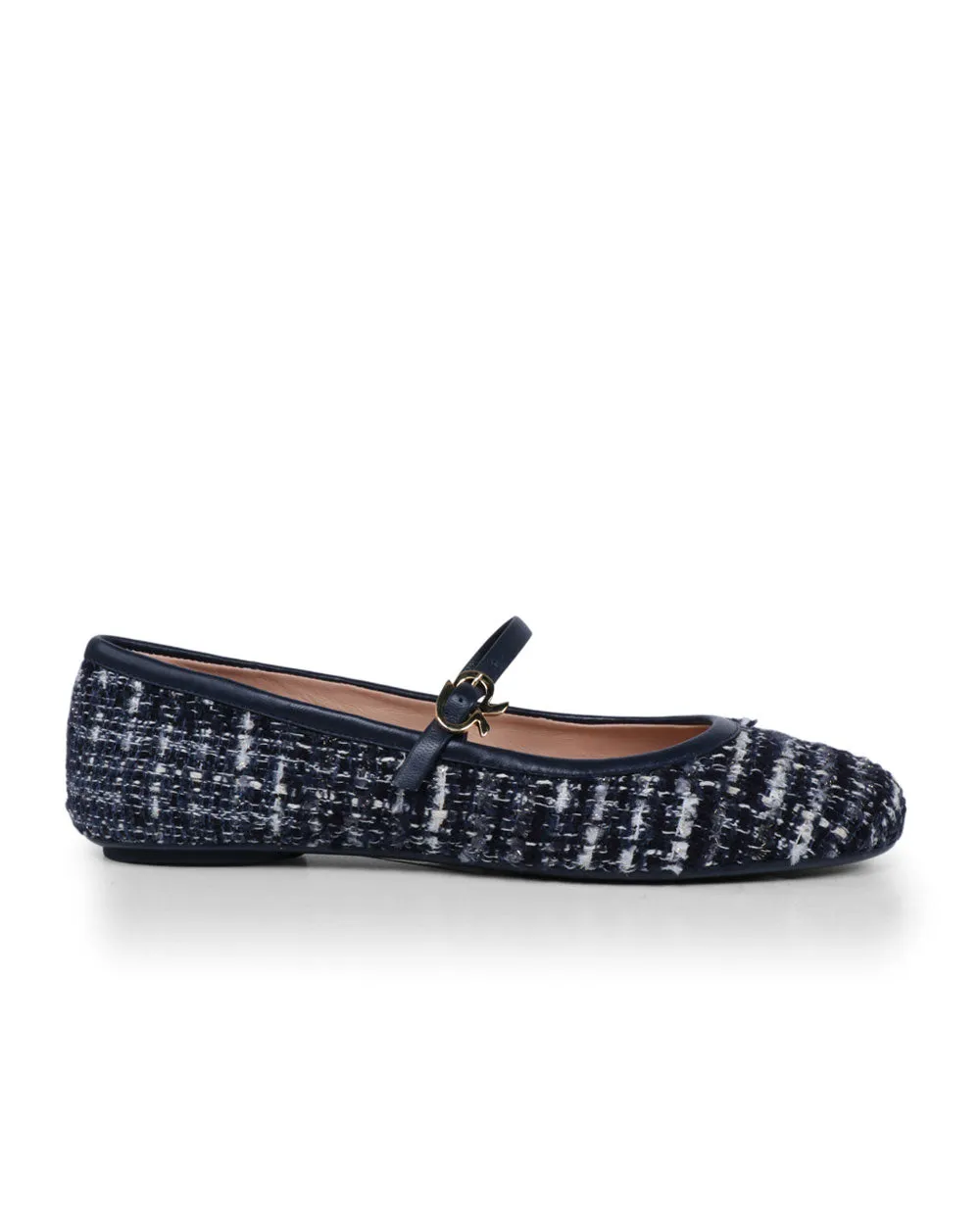 Carla Tweed Flat in Denim