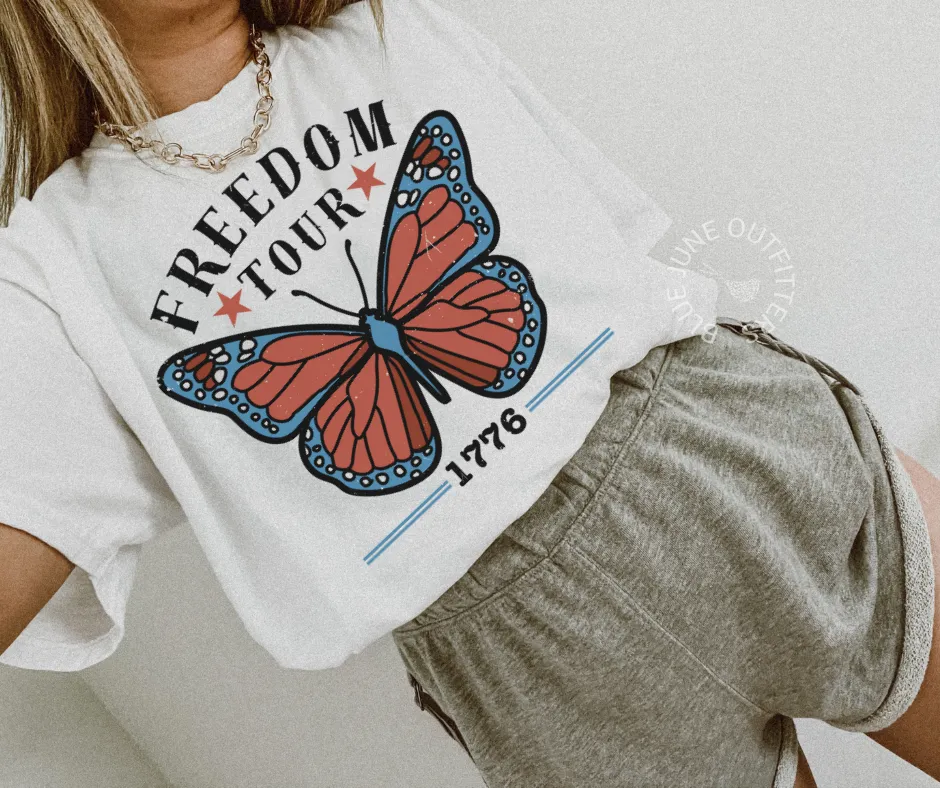 Freedom Tour Butterfly | Comfort Colors Fourth of July Tee