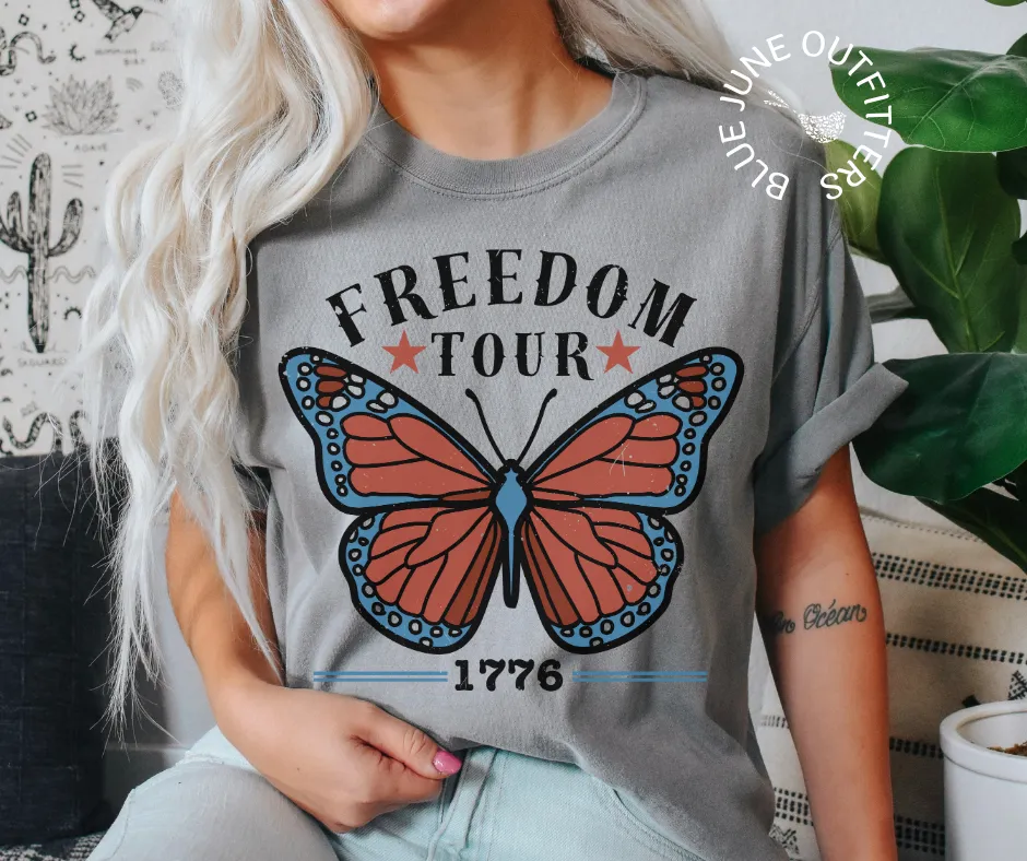 Freedom Tour Butterfly | Comfort Colors Fourth of July Tee