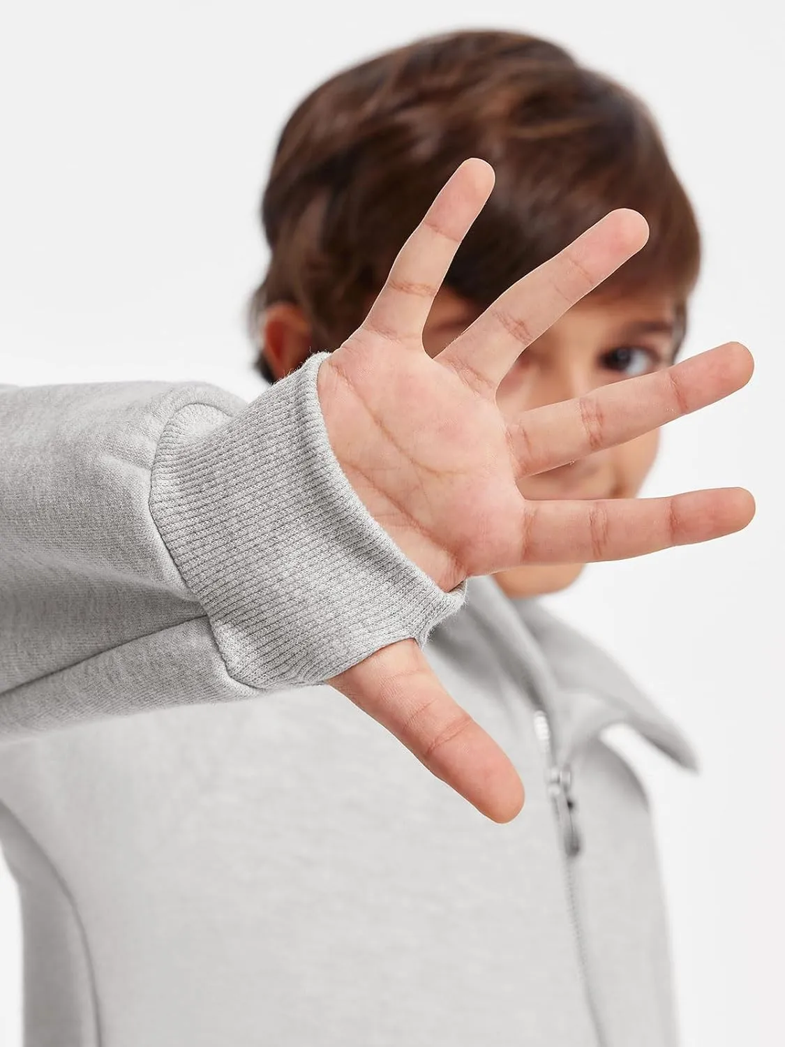Haloumoning Boys Thumb Hole Sweatshirts Half Zipper Long Sleeve Fleece Pullover with Pockets 5-14 Years