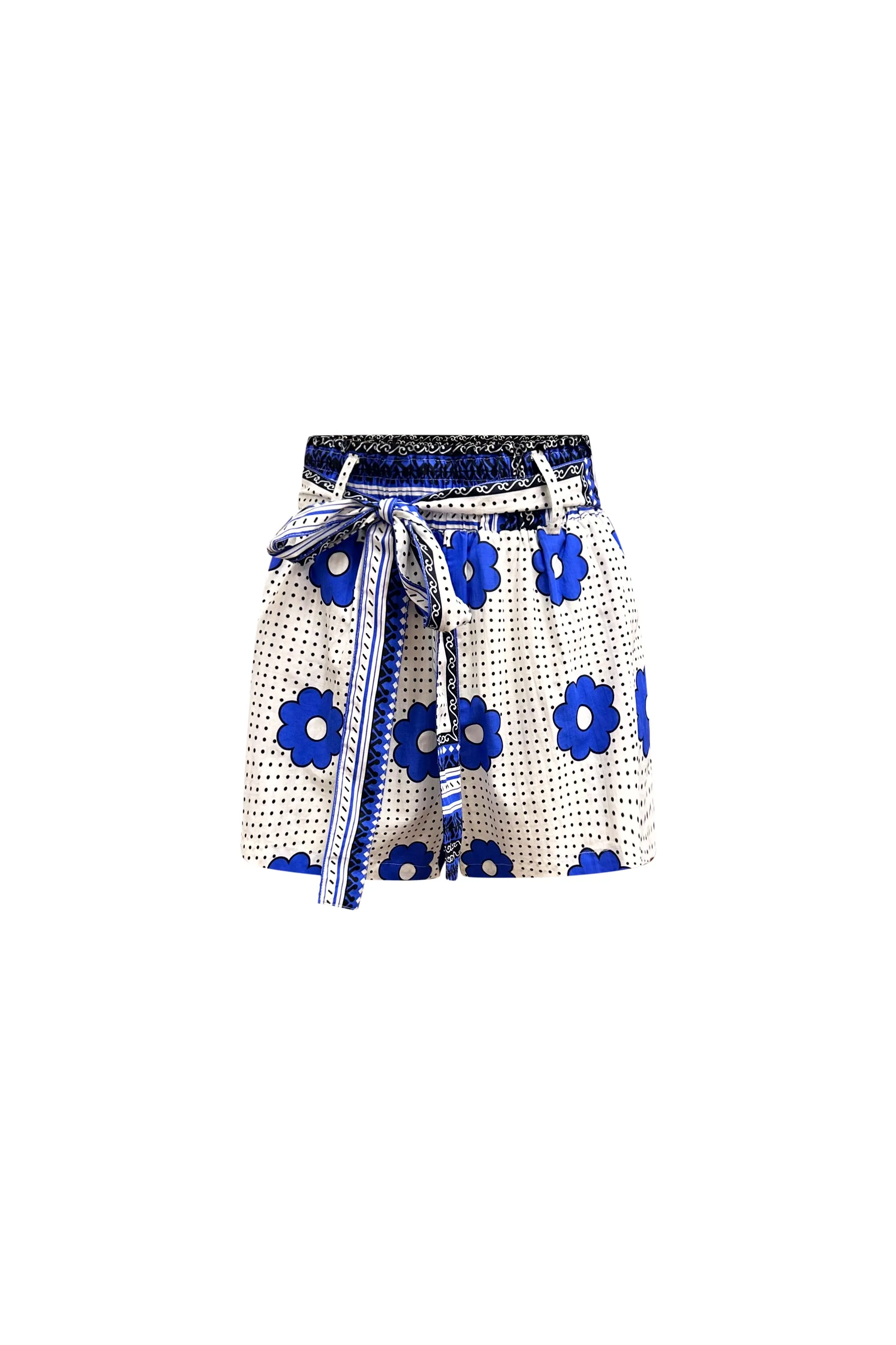 Ifeka Shorts - Blue and white Khanga Print