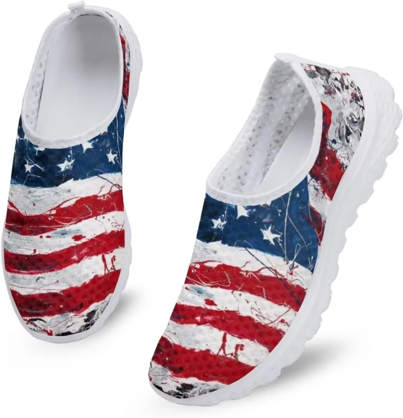 Jeiento Flag Sneakers for Women Patriotic Running Shoes Sport Walking Tennis Sneakers Athletic Shoes
