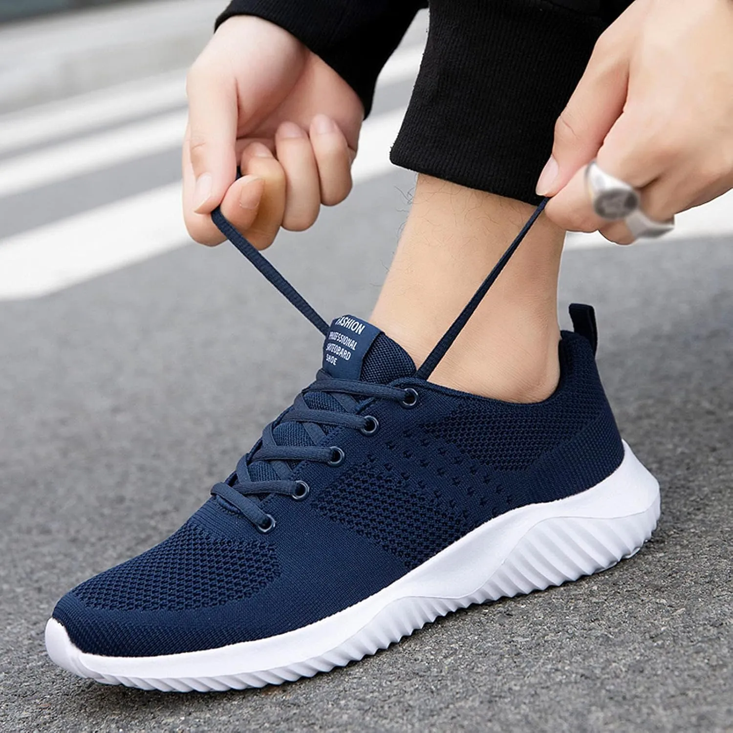 Men Slip on Walking Shoes Comfortable Memory Foam Breathable Fashion Sneakers Non Slip Arch Support Vacation Training Gym Shoes Wide Width