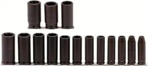 Proto 74114 TorquePlus 15 Pc Deep Impact Socket Set, 1/2 in, 6 Point (1 Set)