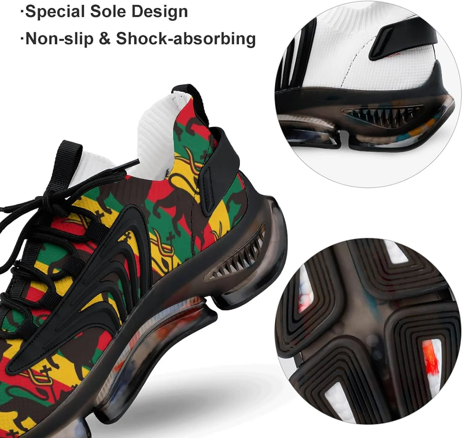 Rastafarian Flag with Lion Running Shoes for Men Low Top Athletic Training Shoe Sports Walking Shoes Non-Slip Gym Sneakers