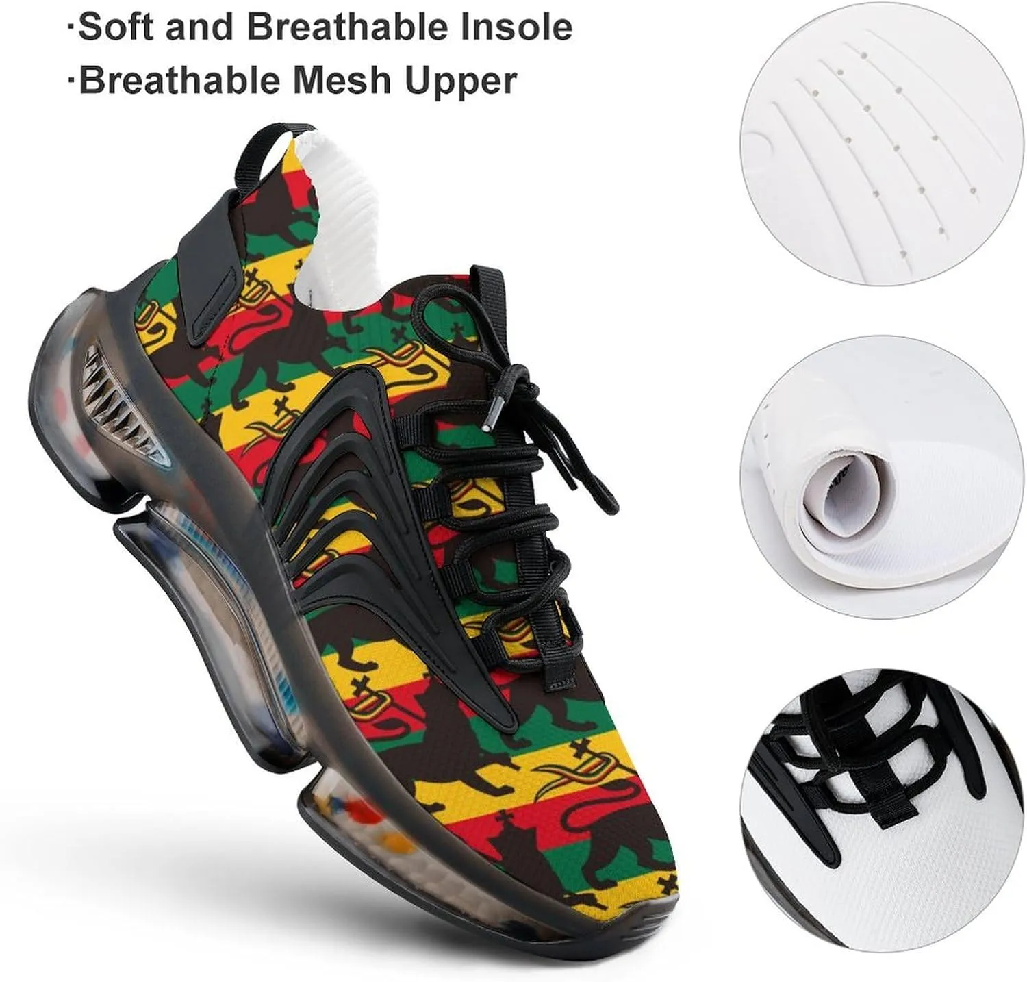 Rastafarian Flag with Lion Running Shoes for Men Low Top Athletic Training Shoe Sports Walking Shoes Non-Slip Gym Sneakers