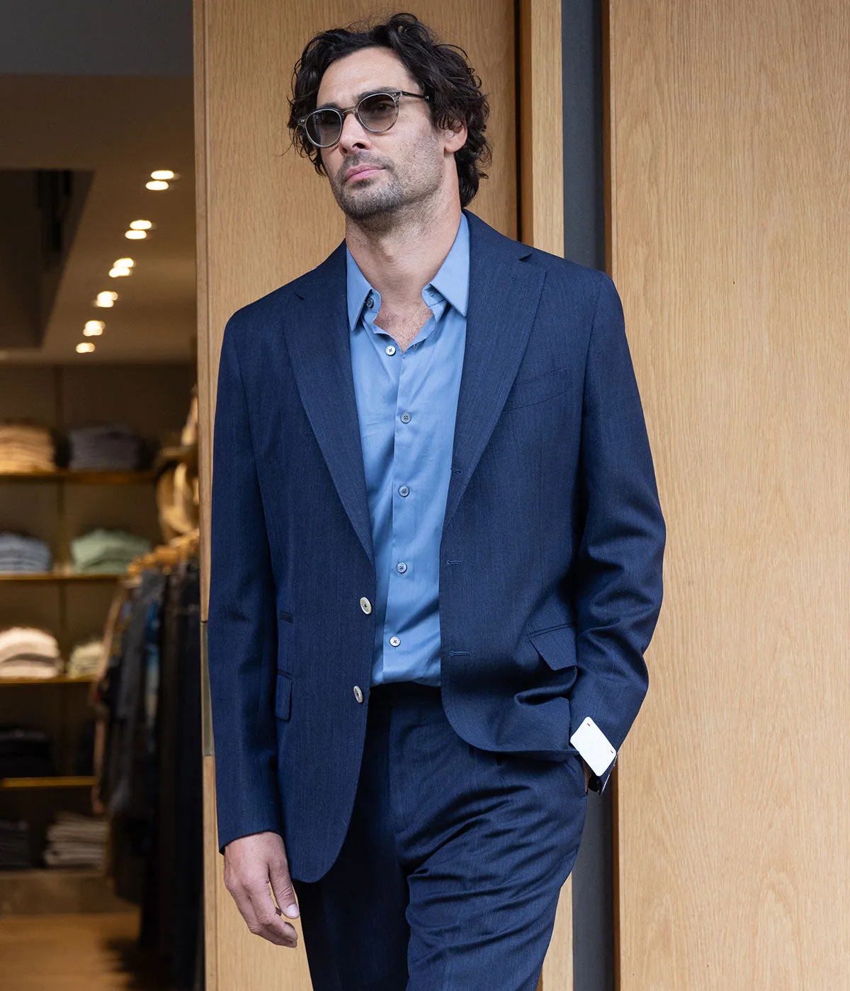 Single Breasted Suit Jacket in Blue