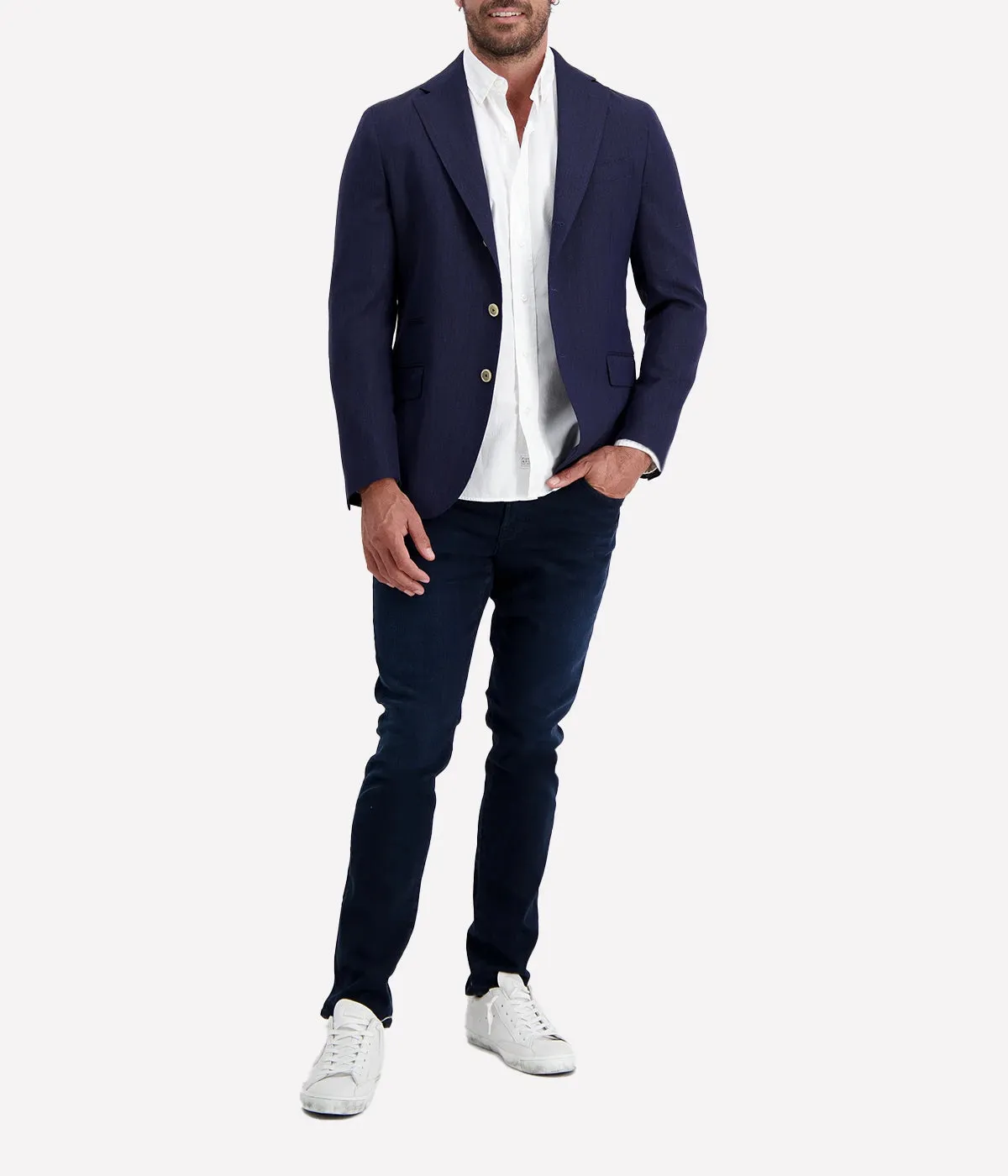 Single Breasted Suit Jacket in Blue