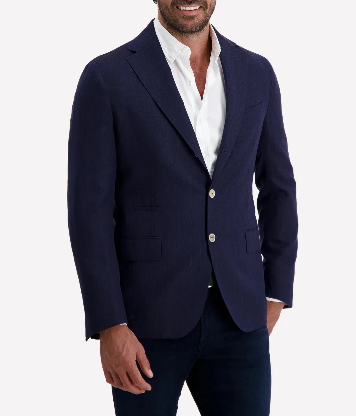 Single Breasted Suit Jacket in Blue