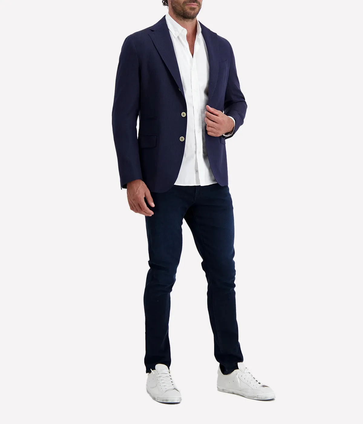 Single Breasted Suit Jacket in Blue