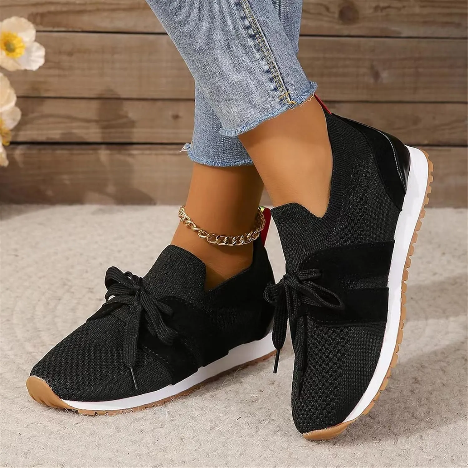 Slip On Sneakers Women Arch Support Running Shoes Non Slip Walking Shoes Lightweight Fashion Gym Workout Tennis Shoes