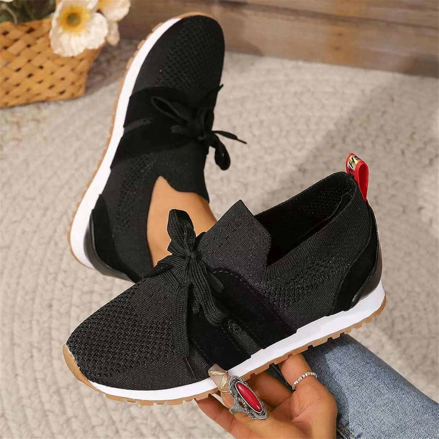 Slip On Sneakers Women Arch Support Running Shoes Non Slip Walking Shoes Lightweight Fashion Gym Workout Tennis Shoes