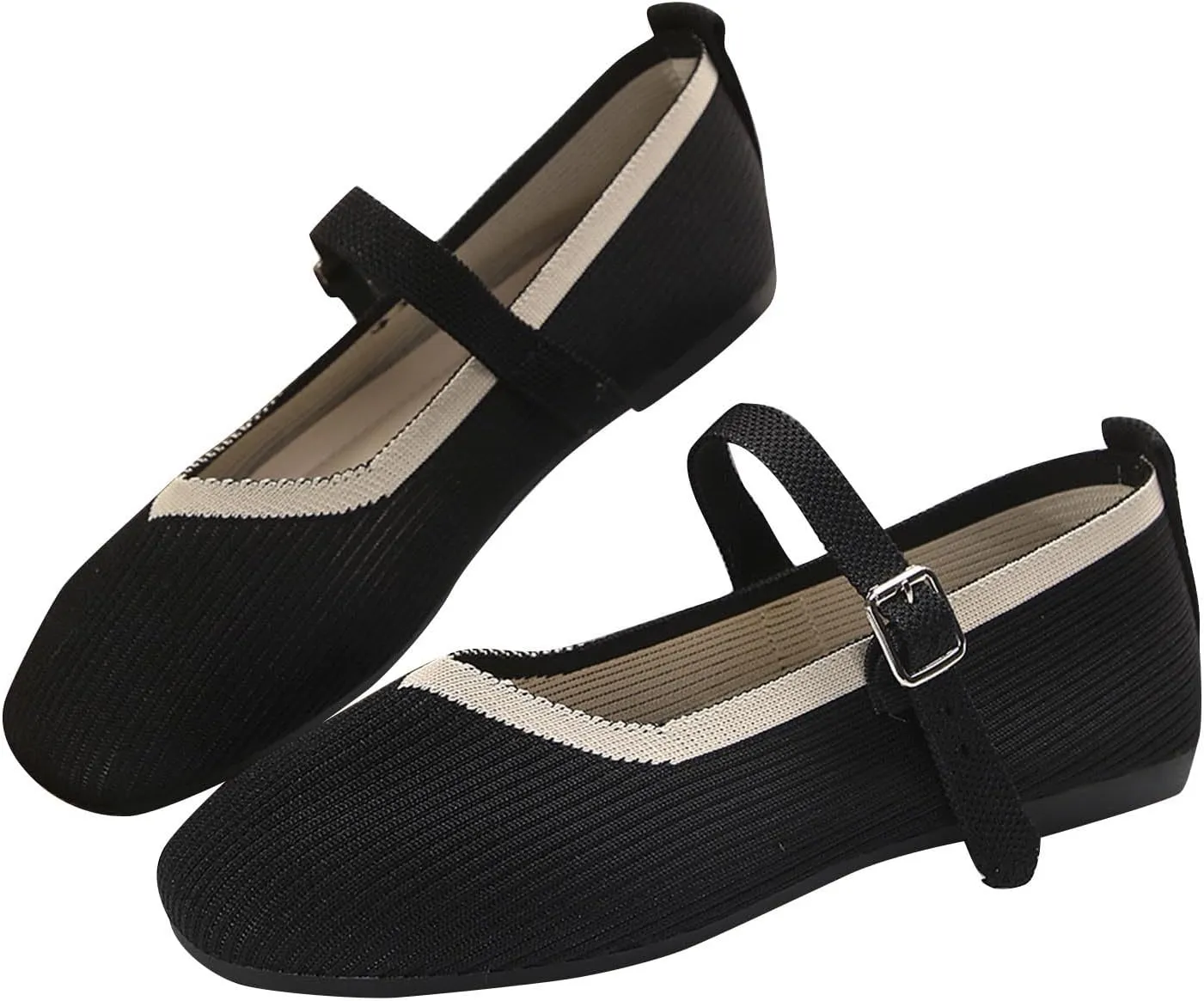 Women's Flat Shoes Flying Weave Round Toe Shallow Mouth Retro Colorblocking One Foot Stirrup Casual Work Single Shoes